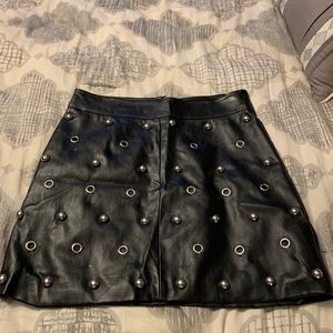 Faux leather silver stud skirt. NWT